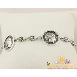 Серебряный женский браслет Камея афина 4159